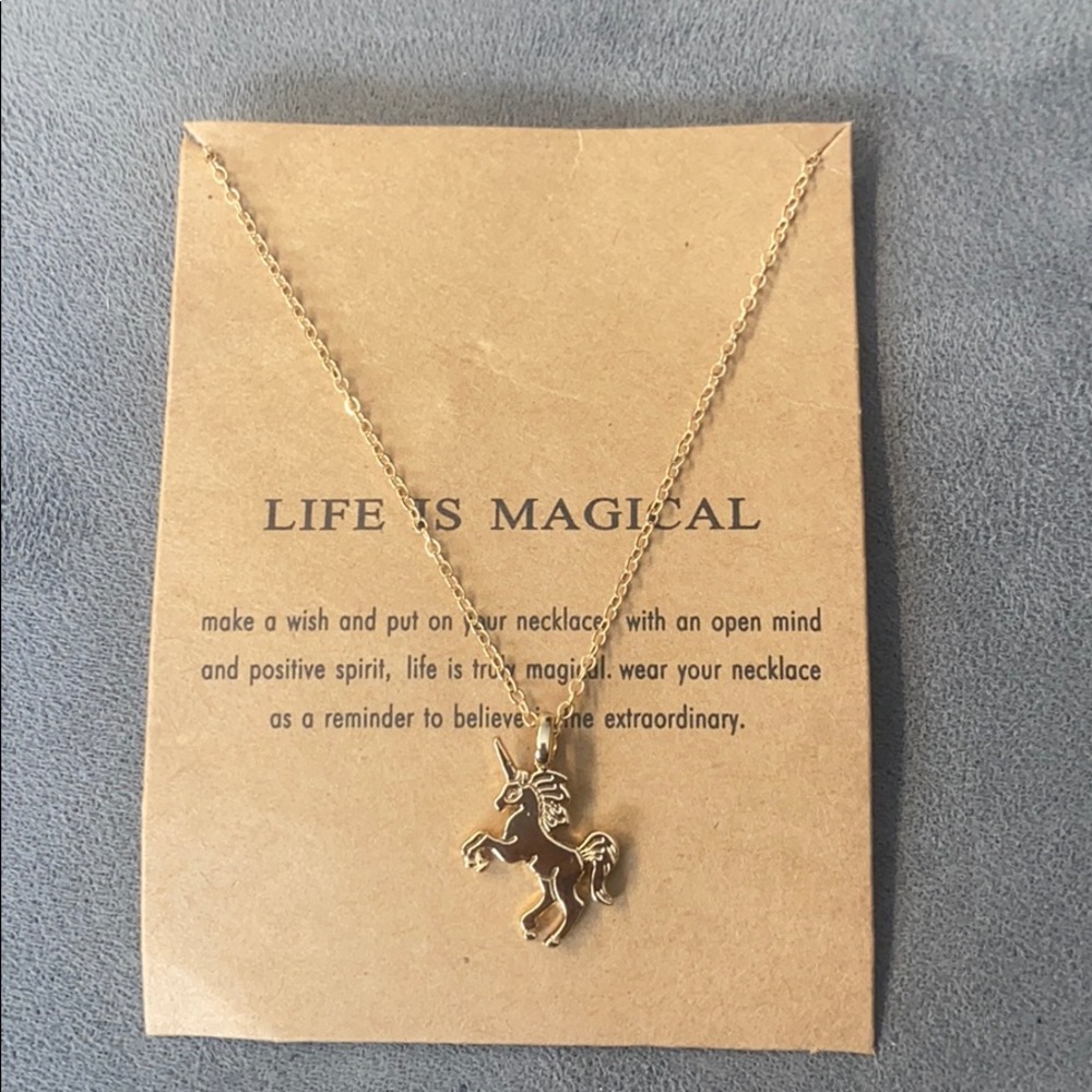 Life is magical unicorn necklace for girls NEW